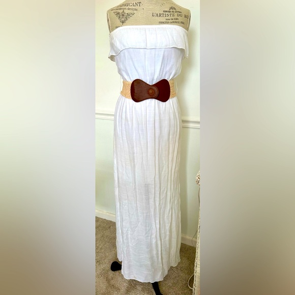 Trixxi white cotton gauze maxi dress size M - Picture 1 of 9